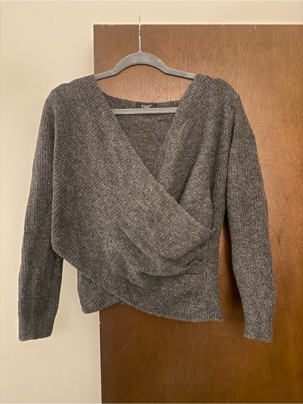 Heather Gray Draped Wrap Sweater - Women's